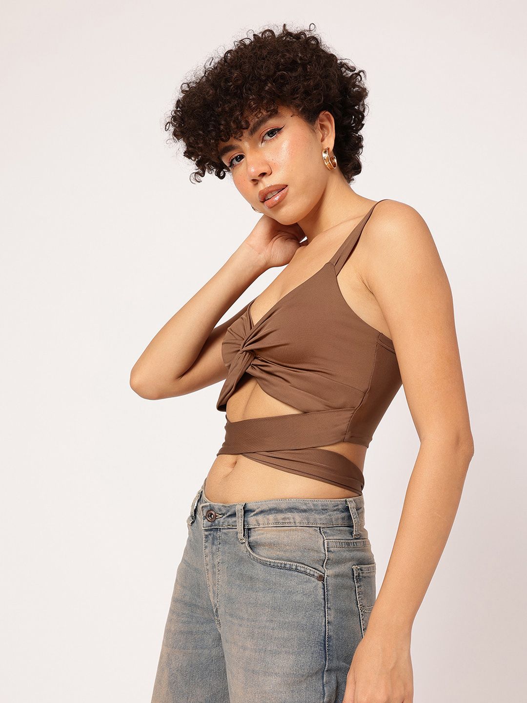 DressBerry Knotty Nice Twisted Tie-Up Crop Top