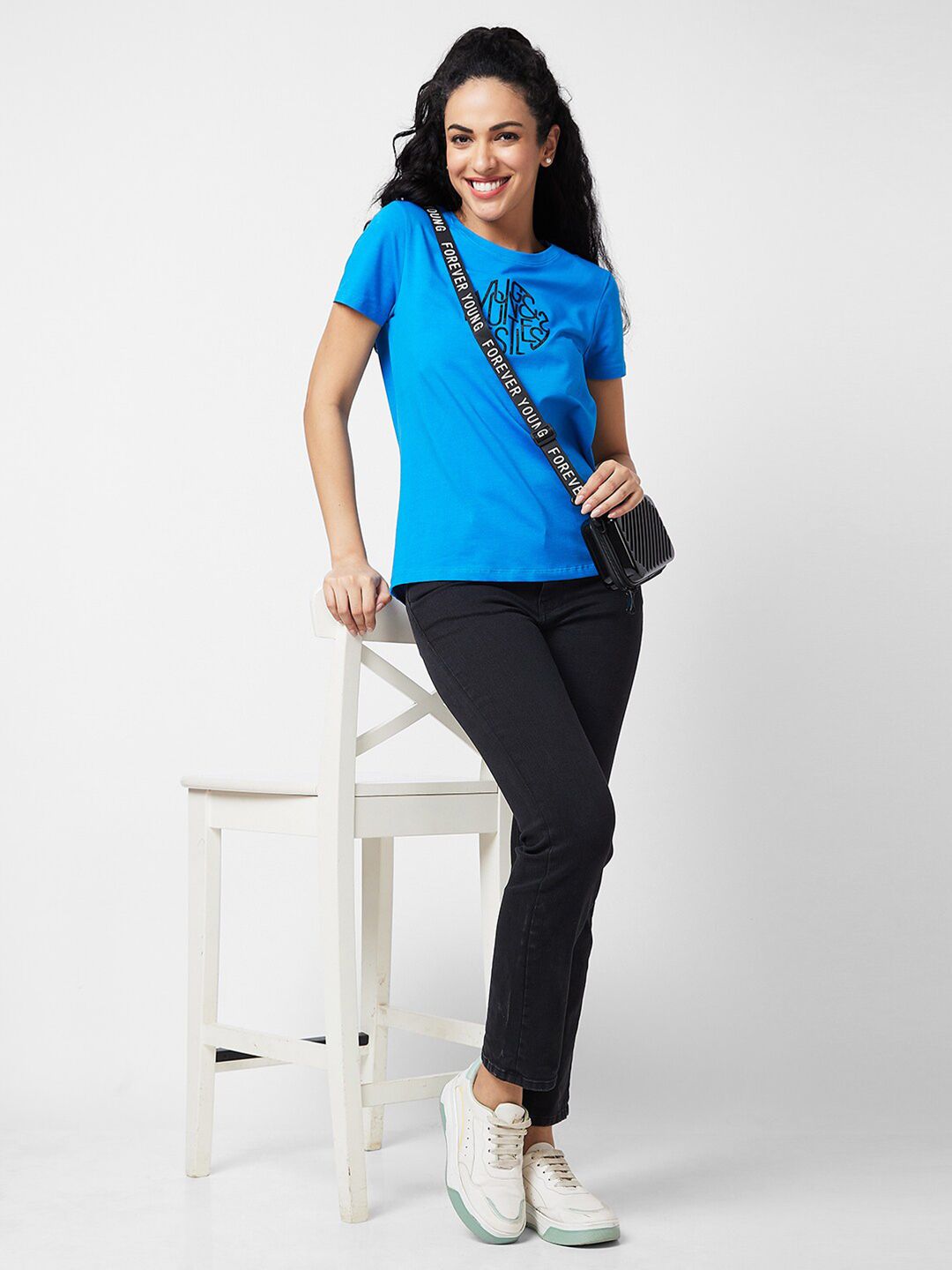 SPYKAR Typography Printed Round Neck Cotton T-shirt