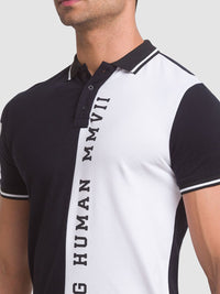 Menjadi Lelaki Manusia T-Shirt Kolar Polo Hitam & Putih