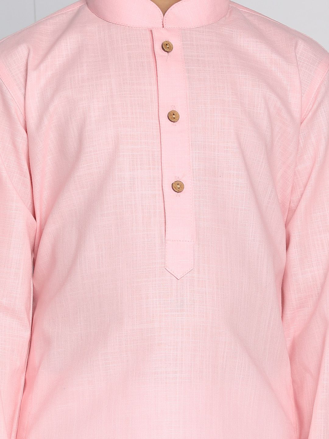 VASTRAMAY Boys Pink & White Solid Kurta with Pyjamas
