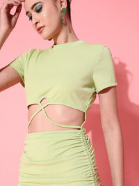 STREET 9 Women Attractive Lime Green Solid Dress
