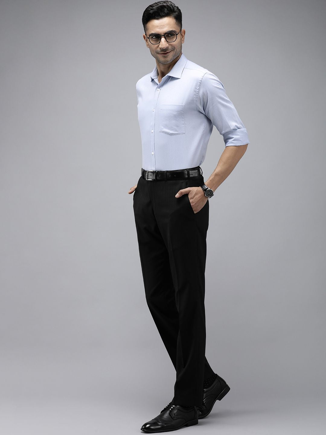 Park Avenue Pure Cotton Self Design Slim Fit Textured Formal Shirt