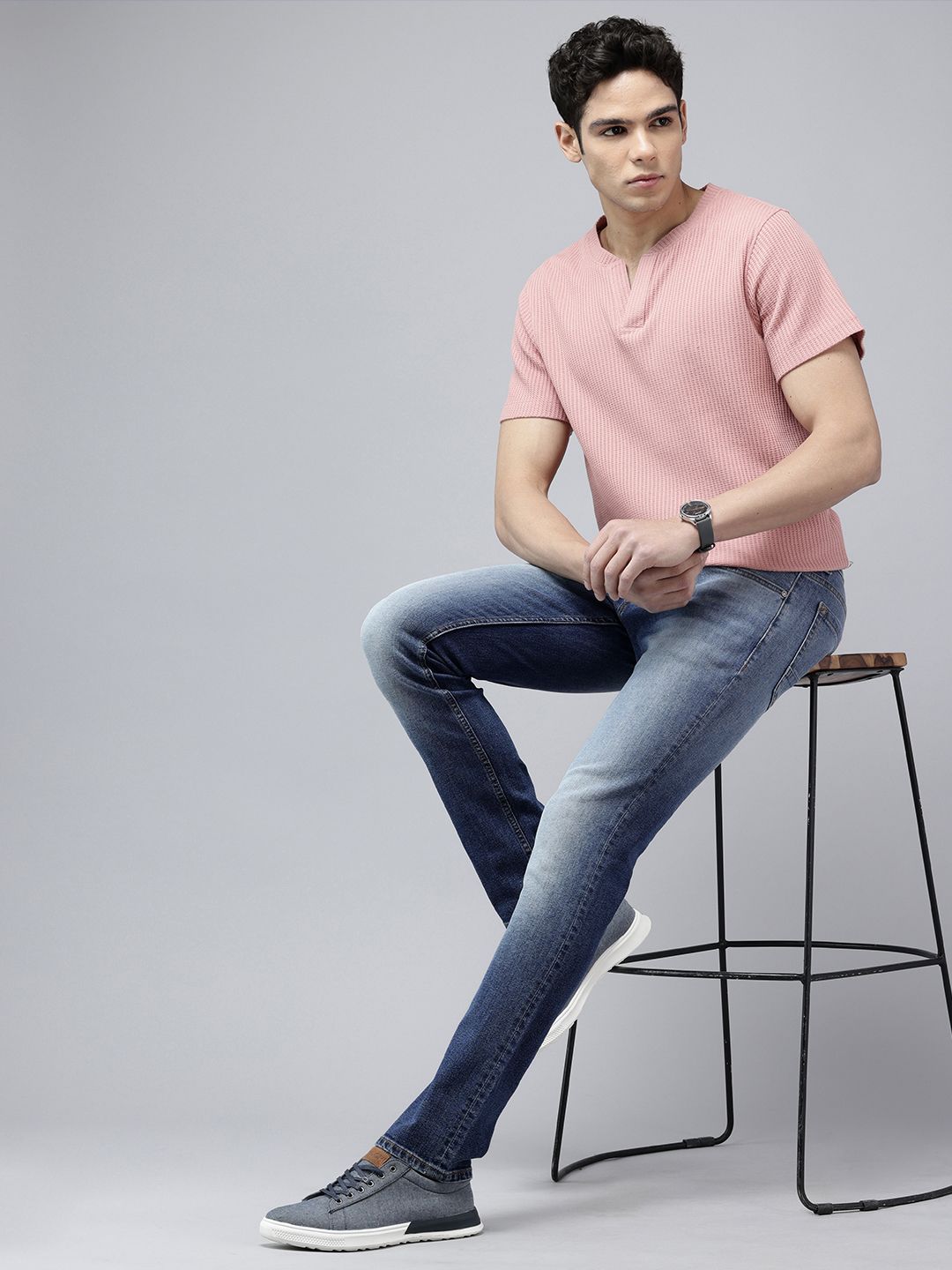 SPYKAR Men Skinny Slim Fit Low-Rise Heavy Fade Stretchable Jeans