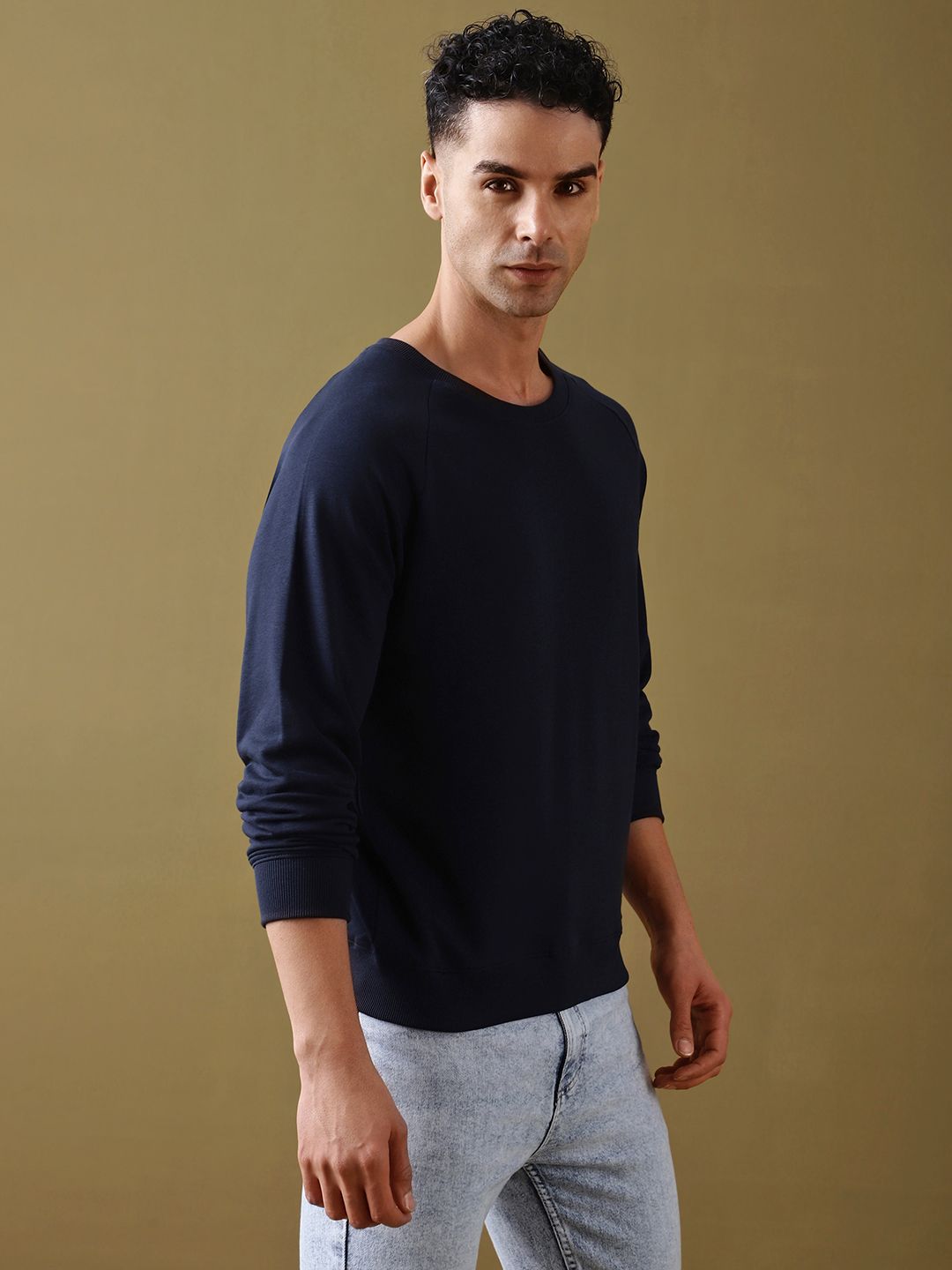 DILLINGER Men Solid Ultra Soft Drapey Cotton Raglan T-Shirt