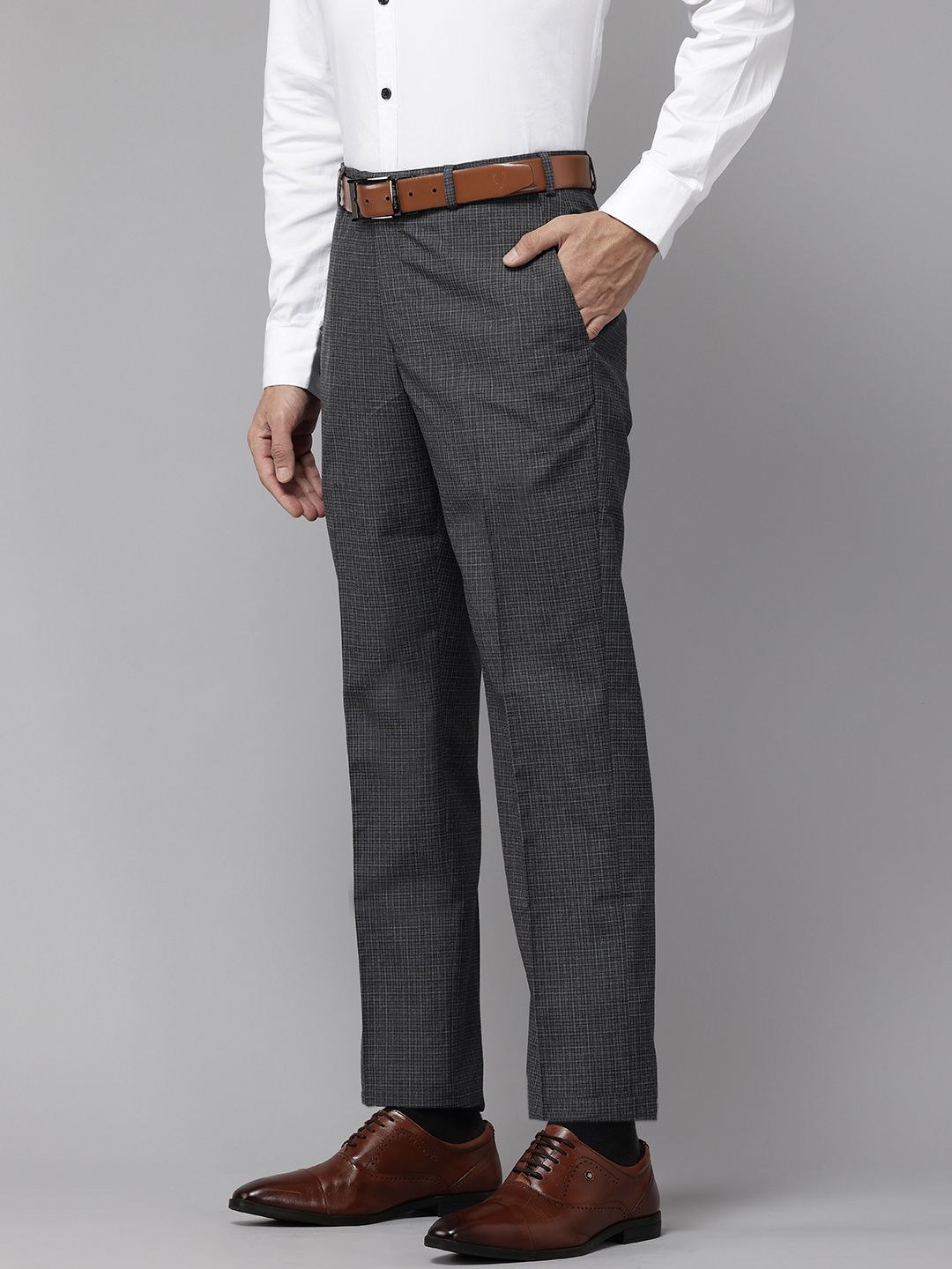 Park Avenue Men Checked Formal Trousers