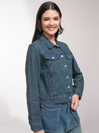 Jaket Denim Pepejal Biru Tokyo Talkies Wanita