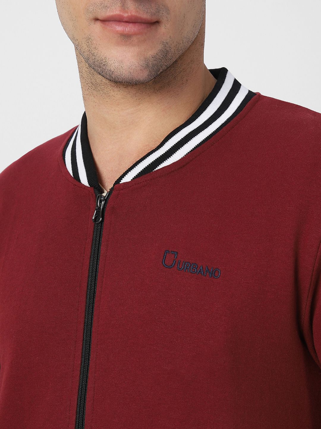 Urbano Fashion Men Cotton Zippered Varsity Jacket