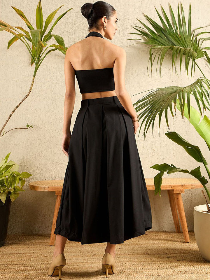 Kotak poplin kapas Uptownie skirt midi berlipat