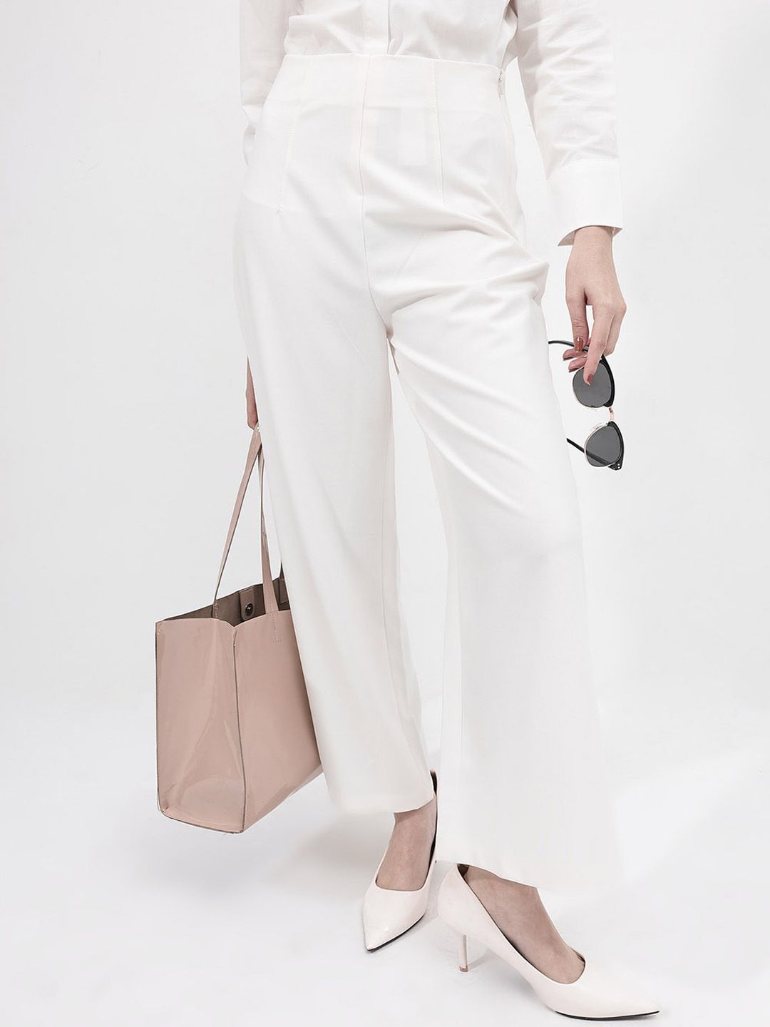 RAREISM Regular Fit Comfort Cotton High-Rise Parallel Trousers