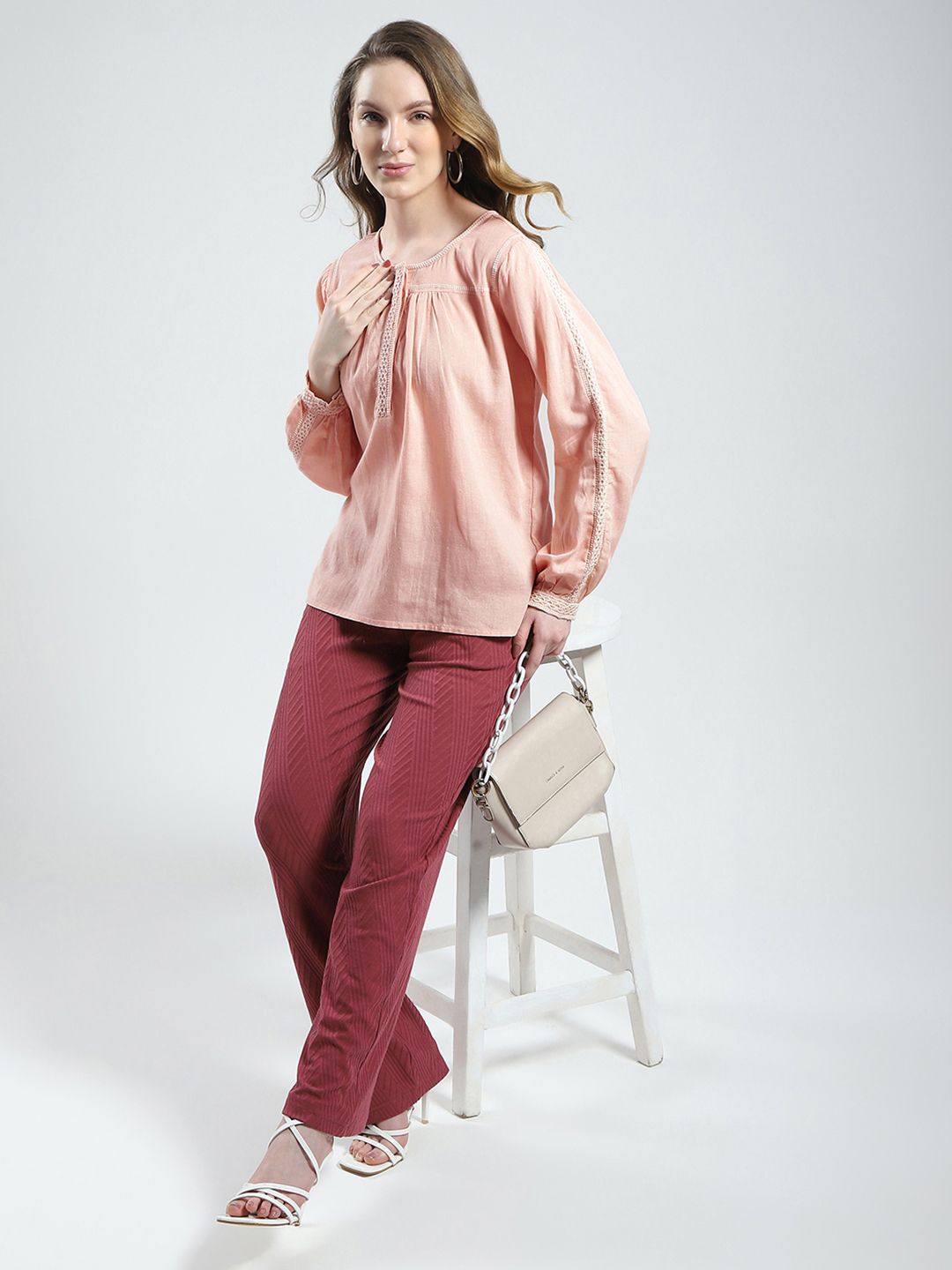 Monte Carlo Gathers & Thread Work Detail Regular Top