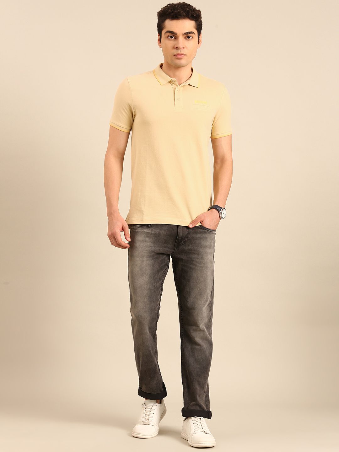 Being Human Polo Collar Pure Cotton T-shirt with Welt Pocket