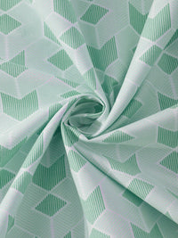 KLOTTHE Green Geometric Printed 300 TC Dilengkapi Cadar Bujang Dengan Sarung Bantal
