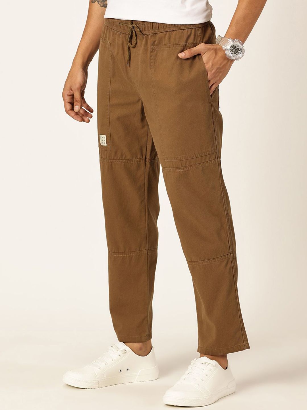 Thomas Scott Men Relaxed Loose Fit Mid-Rise Pure Cotton Trousers