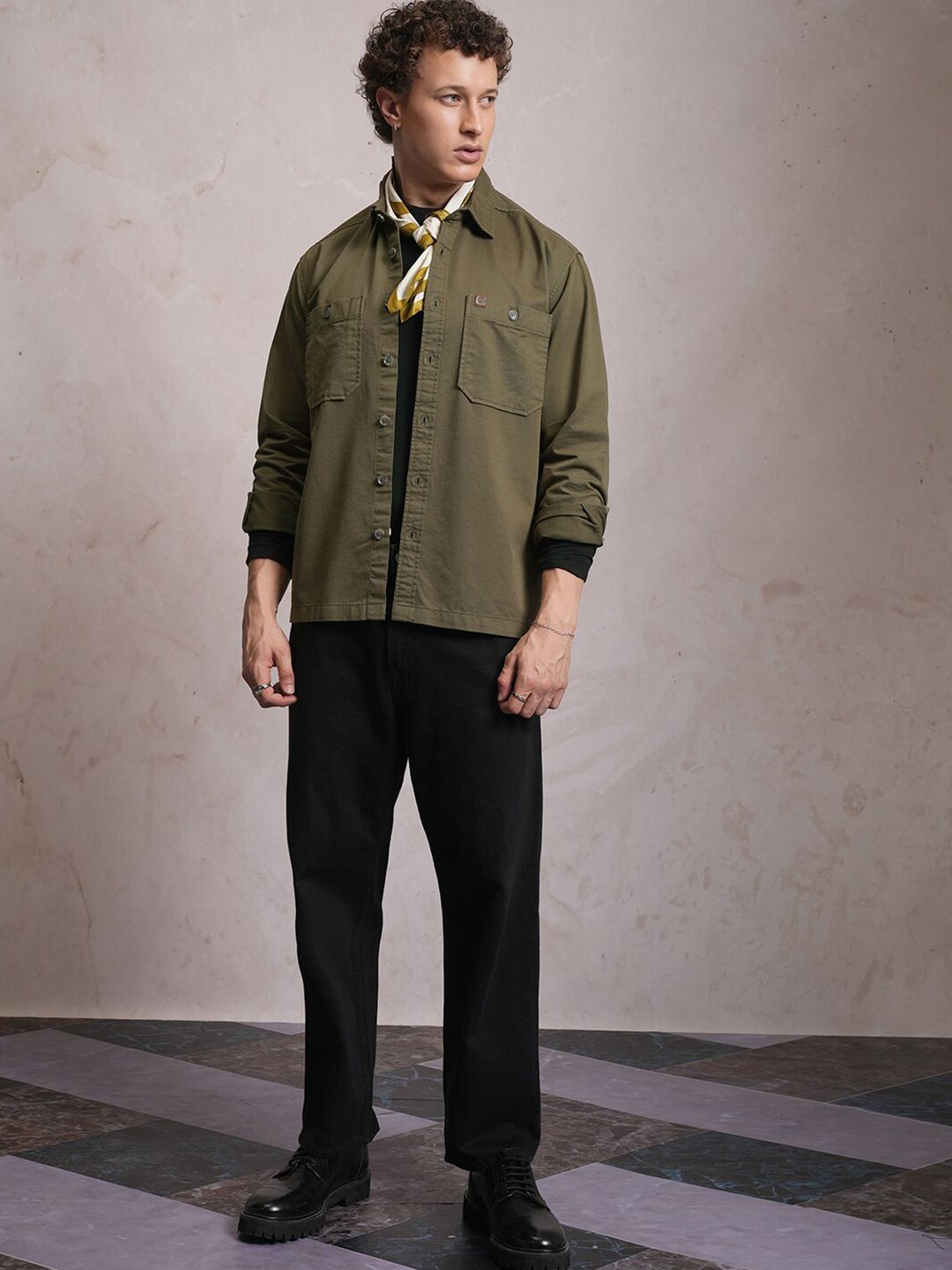 LOCOMOTIVE Premium Washed Dobby Textured Utility Pocket Overshirt