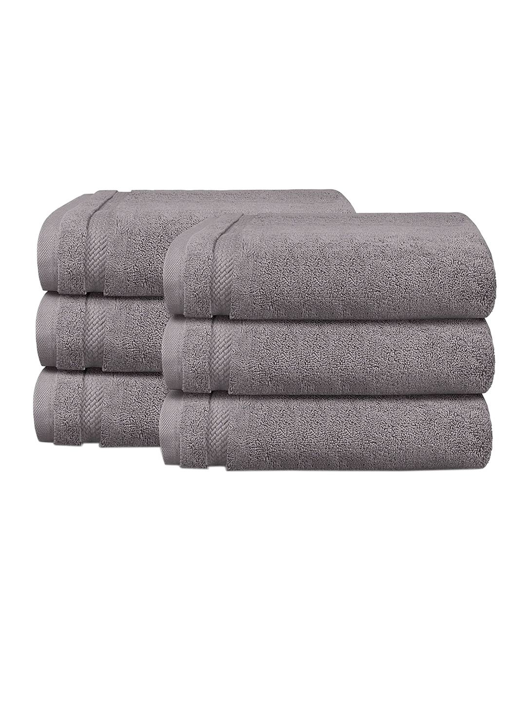 MYTRIDENT Unisex Set of 6 Grey 625 GSM Cotton Face Towel