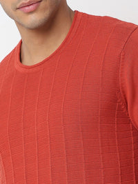 SPYKAR Striped Self Design Round Neck Cotton Pullover Sweater