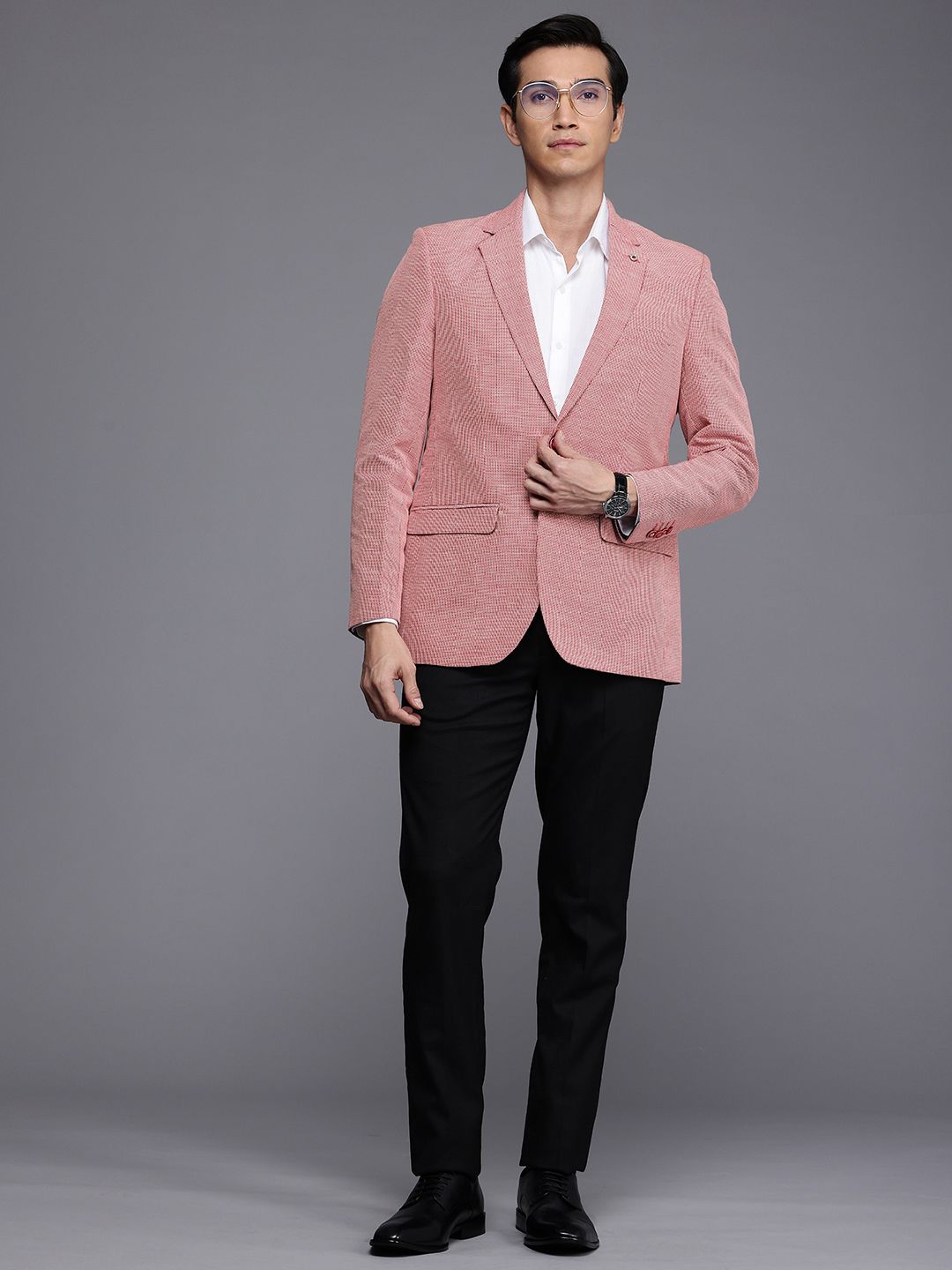Raymond Contemporary Fit Self Design Single-Breasted Linen Cotton Formal Blazers