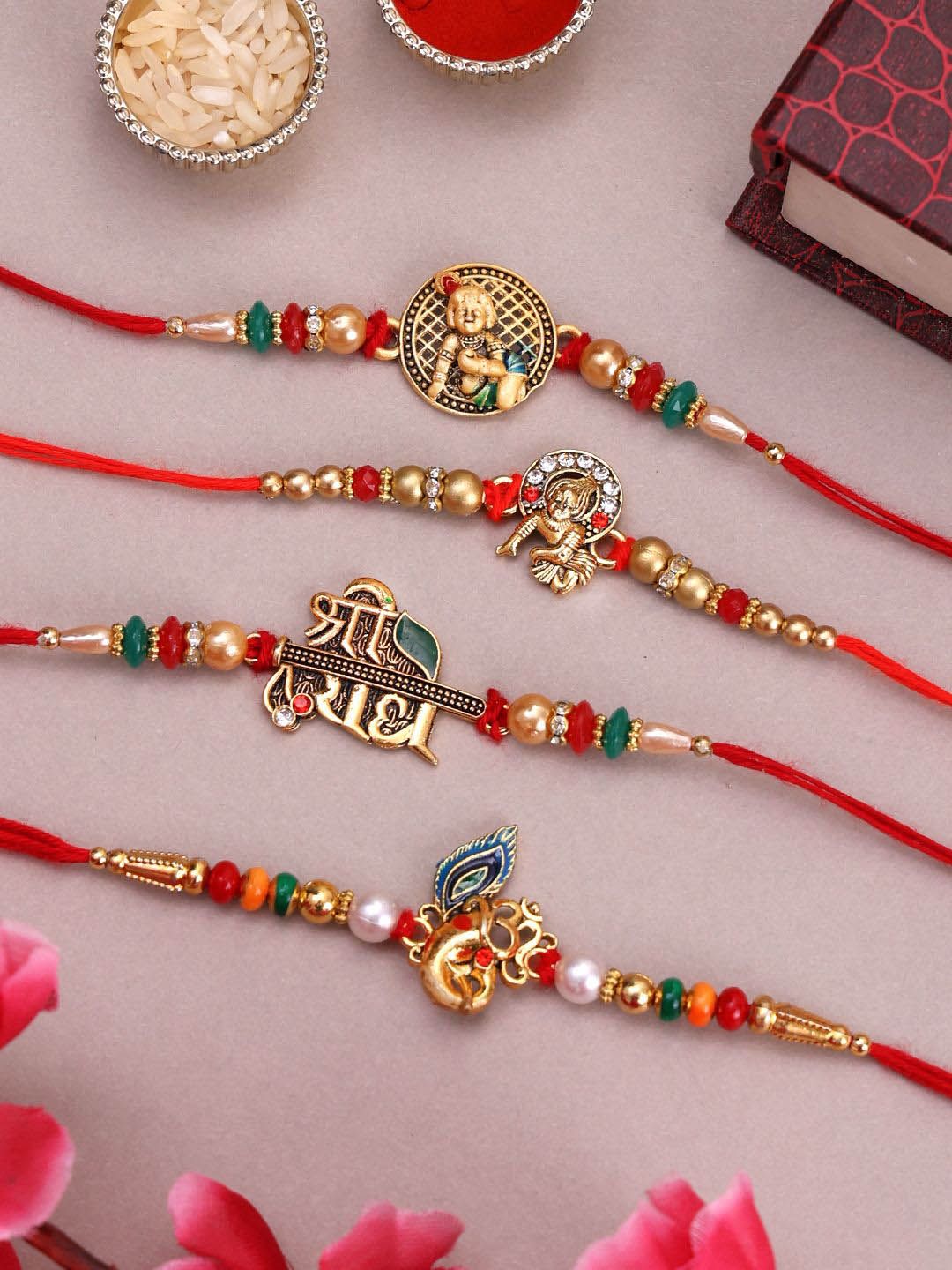 Set PANASH 4 Rakhis Benang Manik Bersalut Emas