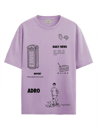 ADRO Lelaki Baju T-Shirt Bersaiz Besar Kapas Lengan Jatuh Bercetak Grafik
