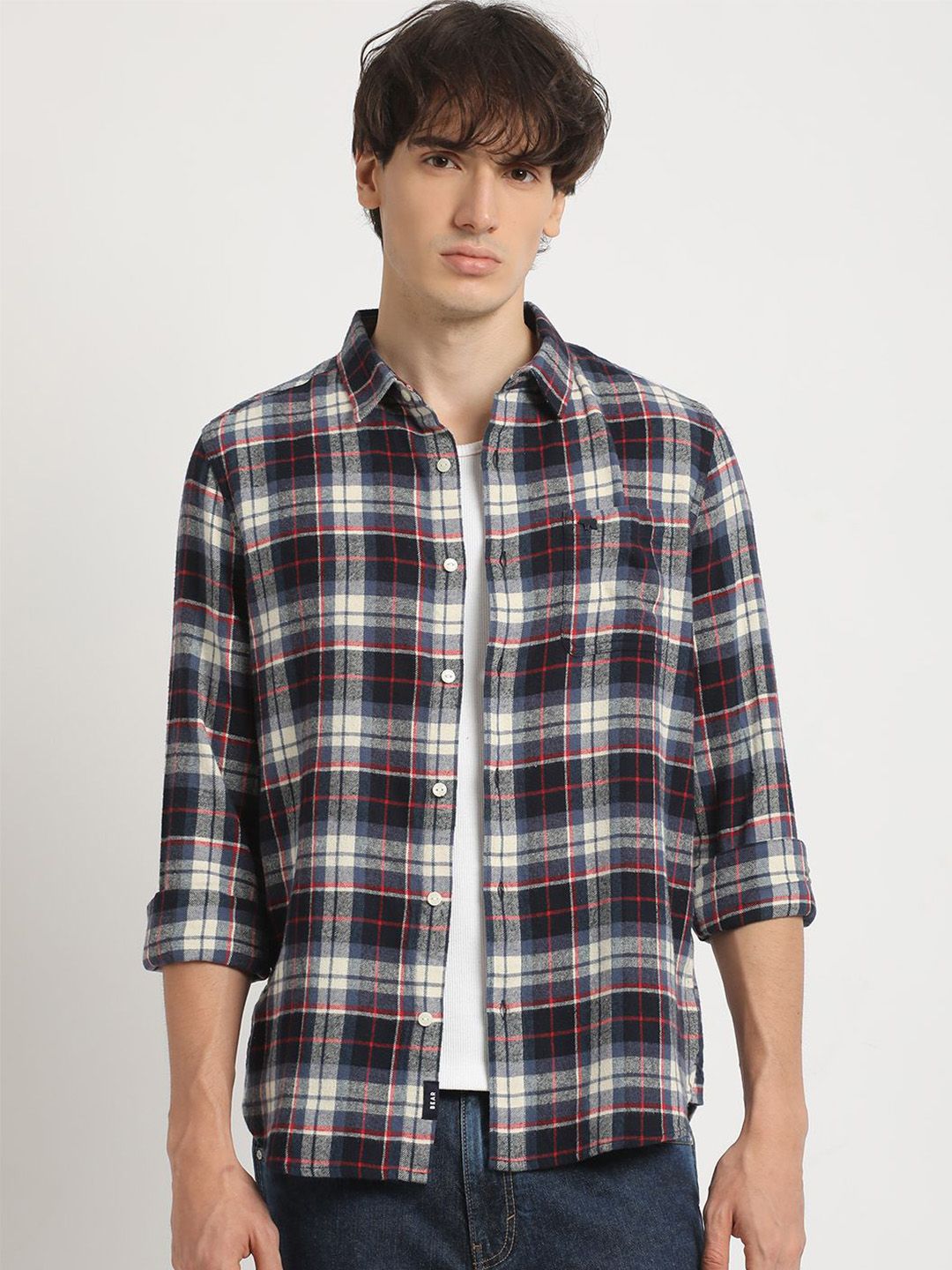 THE BEAR HOUSE Men's Checked Slim Fit Casual Shirt