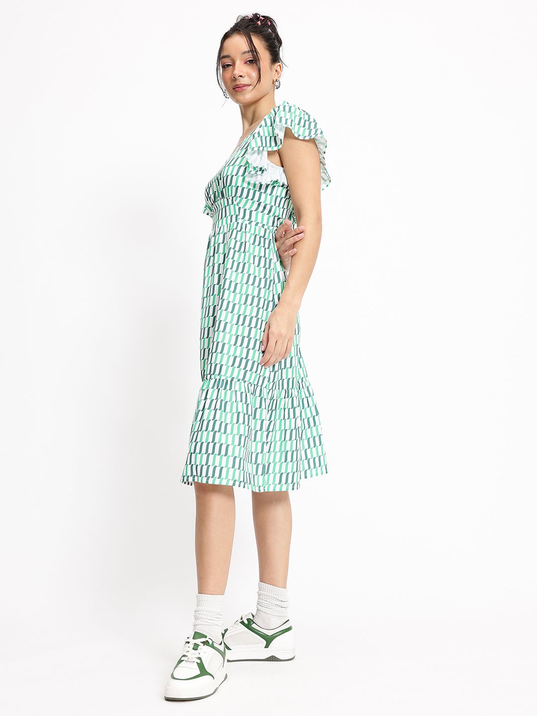 DressBerry 70s Psychedelic Shift A-Line Midi Dress