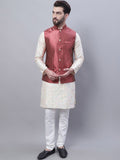 SOJANYA Kurta Biasa Bersulam dengan Piyama & Jaket Nehru