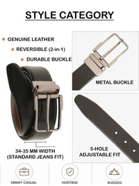 Teakwood Leathers Men Textured Leather Reversible Formal Belt