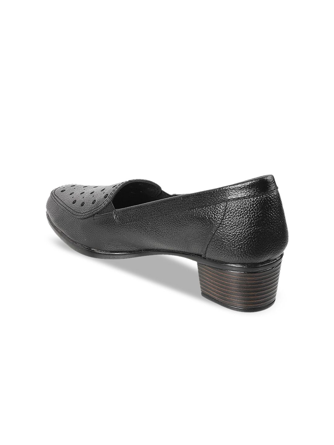 Mochi Black Leather Block Pumps
