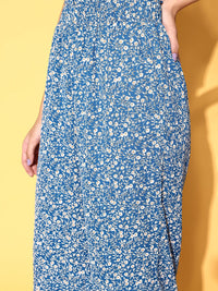 Berrylush Women Blue Floral Vacay Attire