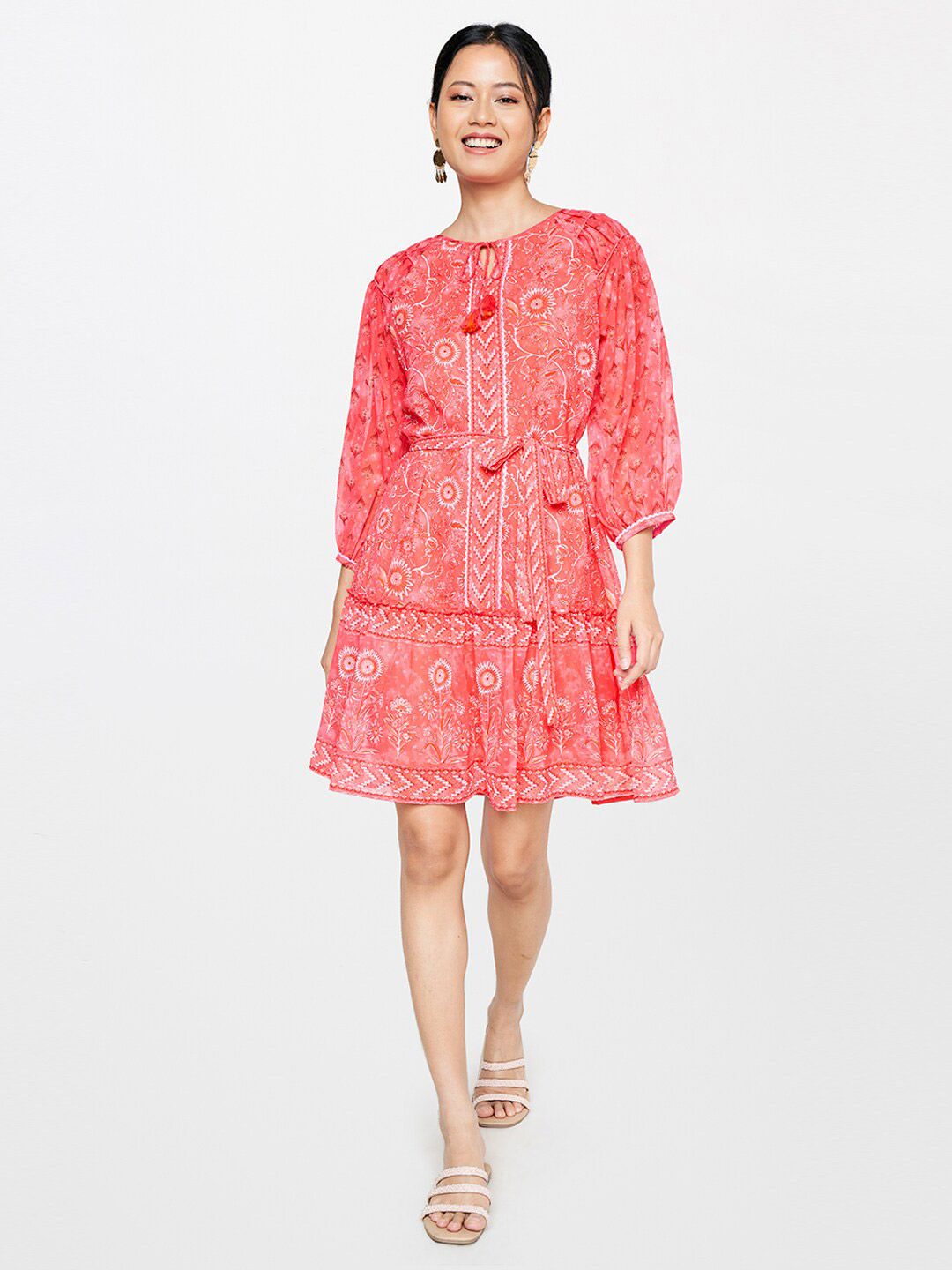 Global Desi Women Ethnic Motifs Printed A-Line Dress