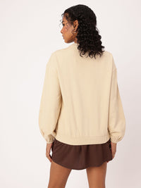 DressBerry Embroidered Cotton Terry Relaxed Fit Sweatshirt