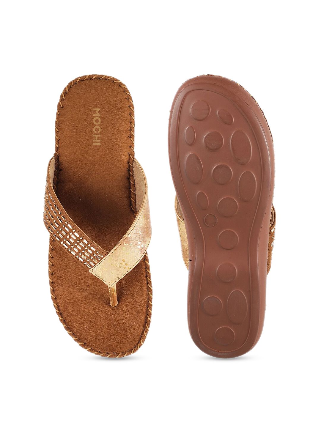 Mochi Gold-Toned Embellished Comfort Heels