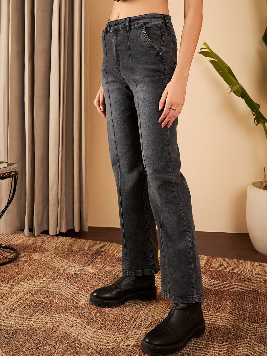 STREET 9 Women Straight Fit High-Rise Clean Look Light Fade Stretchable Jeans
