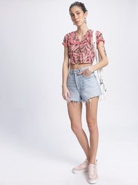 DressBerry Boho Chic Fringed Hem Shirt-Style Top