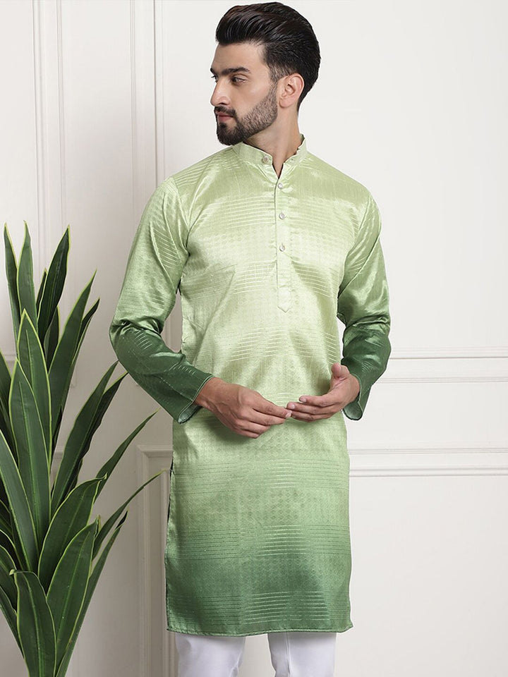 SOJANYA Ethnic Motifs Woven Design Jacquard Mandarin Collar Straight Kurta