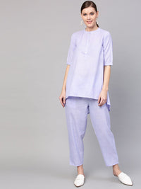 Gerua By Libas Women Blue Self Design Kurti with Trousers