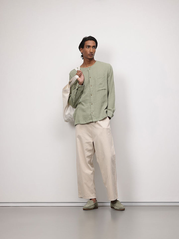 ether Zen Pure Cotton Crinkled Relaxed Shirt