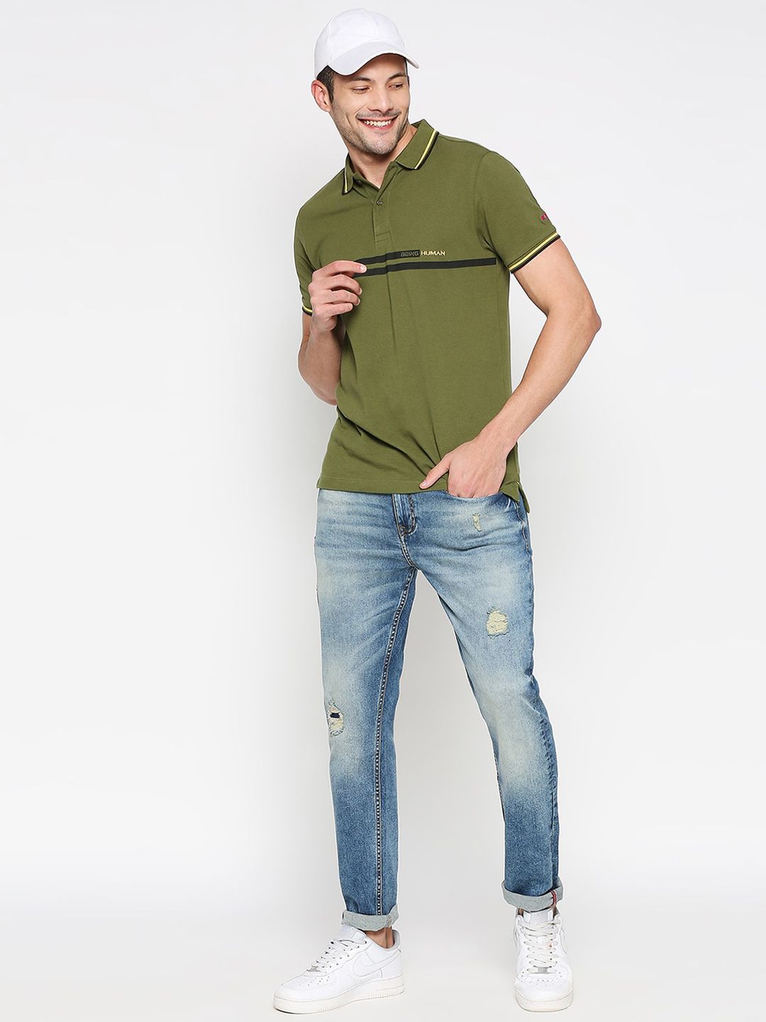 Being Human Men Slim Fit Mildly Distressed Mid-Rise Heavy Fade Jeans