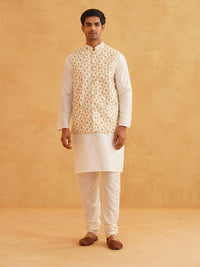 SOJANYA Mandarin Collar Kurta With Churidar & Nehru Jacket