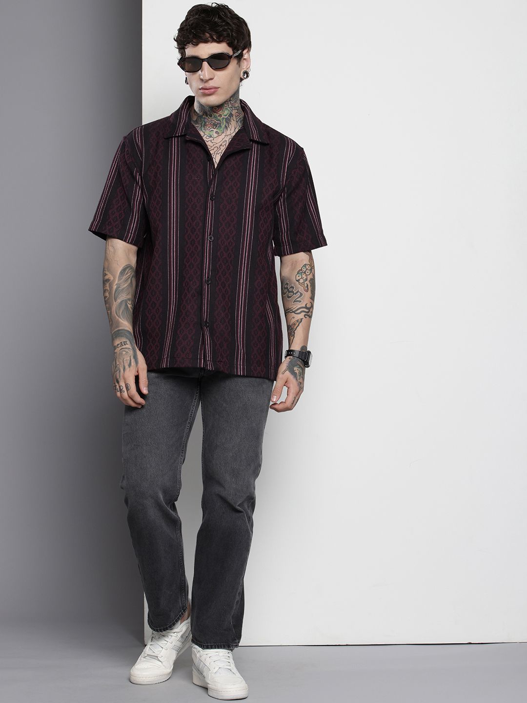 The Indian Garage Co Men Relaxed Fit Striped Resort Wear Shirt