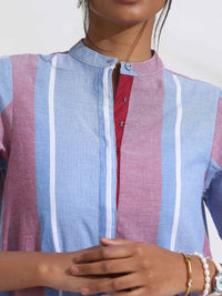 trueBrowns Striped Pure Cotton Straight Kurta with Trousers