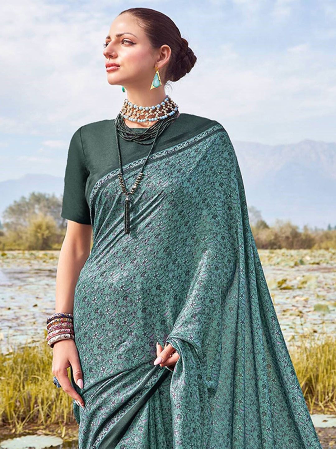 Saree mall Paisley Silk Blend Bagru Sarees