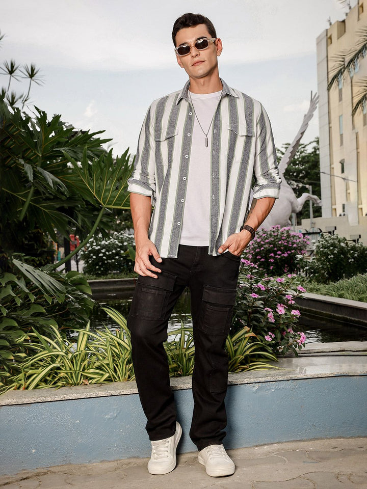 Thomas Scott Men Smart Slim Fit Opaque Striped Casual Shirt