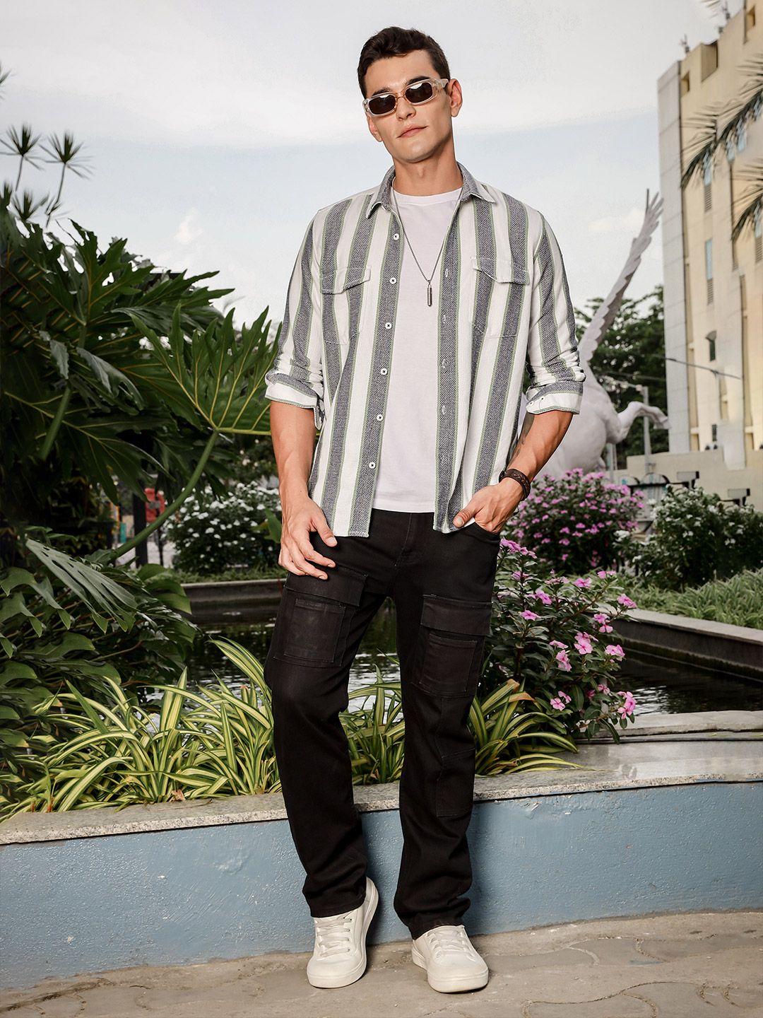 Thomas Scott Men Smart Slim Fit Opaque Striped Casual Shirt