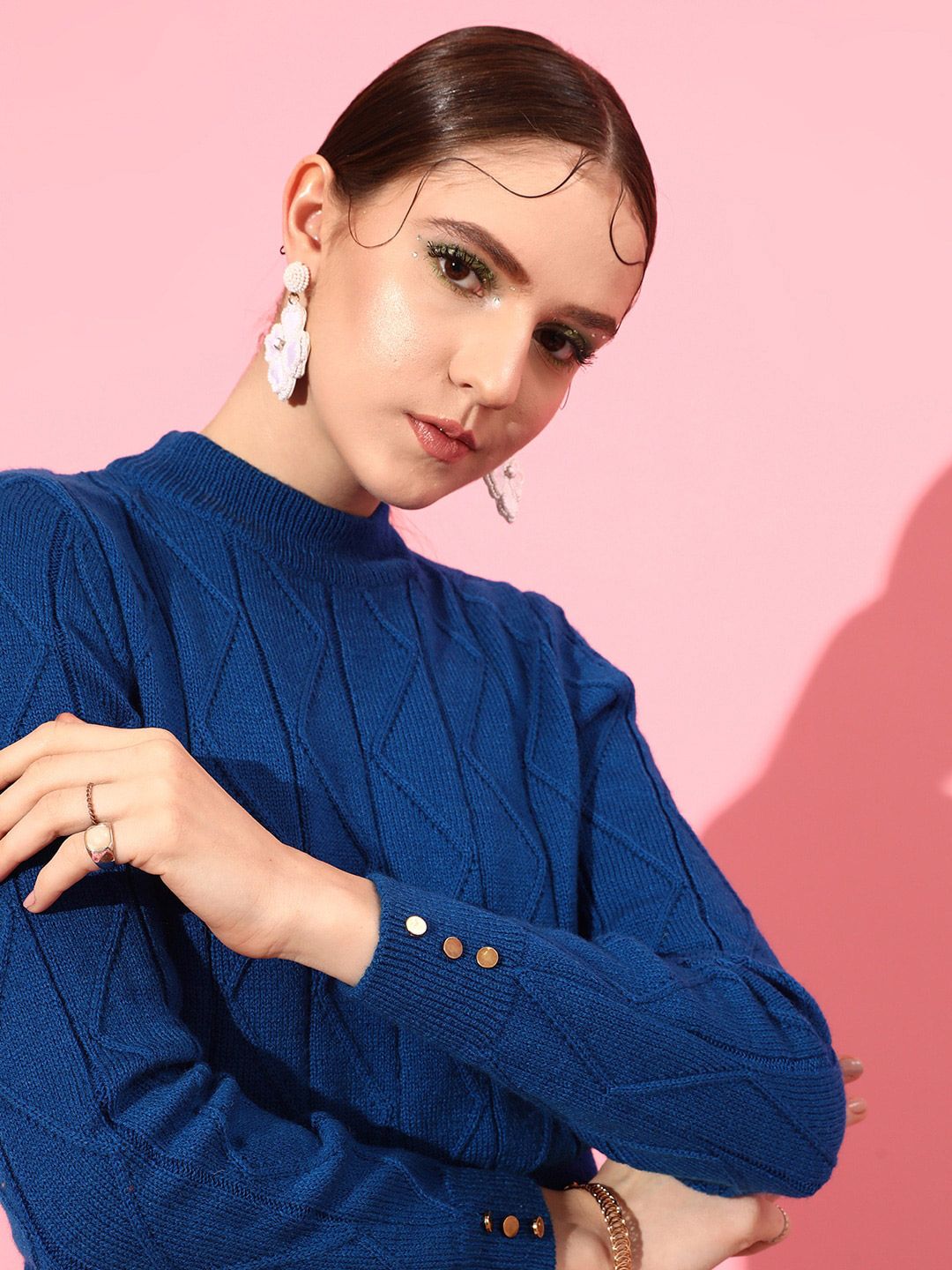STREET 9 Women Acrylic Cable Knit Pullover