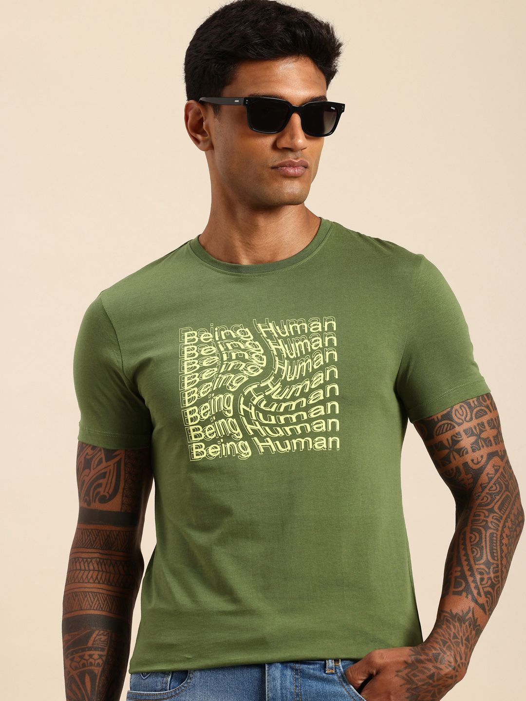 Being Human Brand Logo Printed Pure Cotton T-shirt