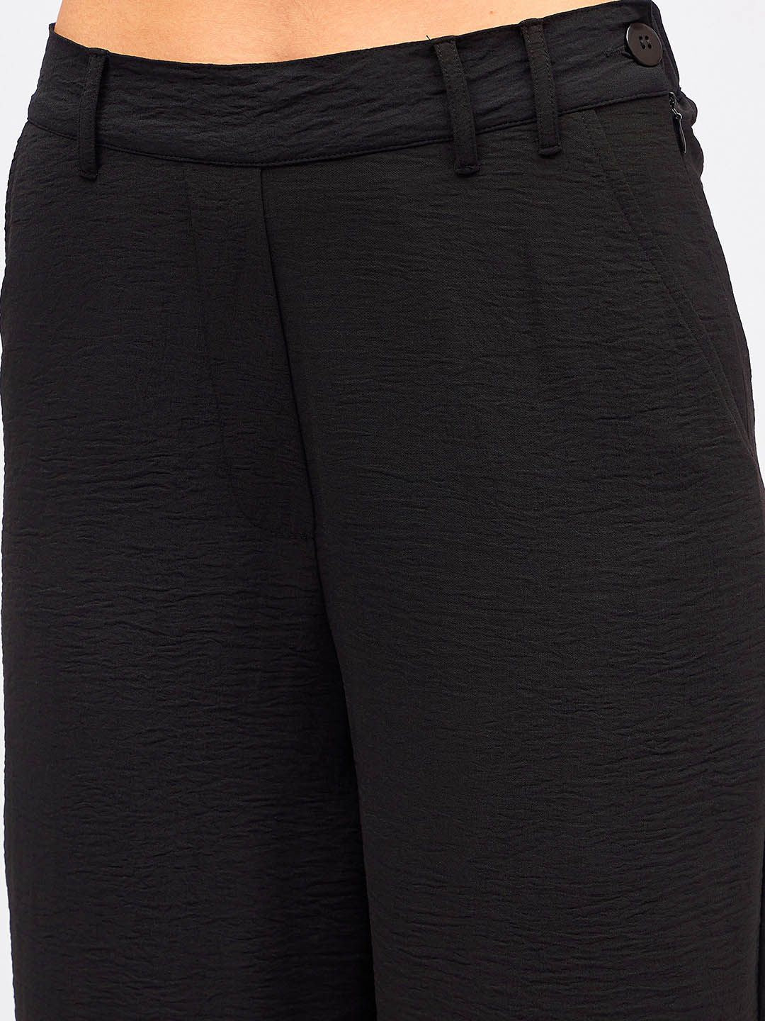 SASSAFRAS Black Pleated Sleeveless Top With Trouser
