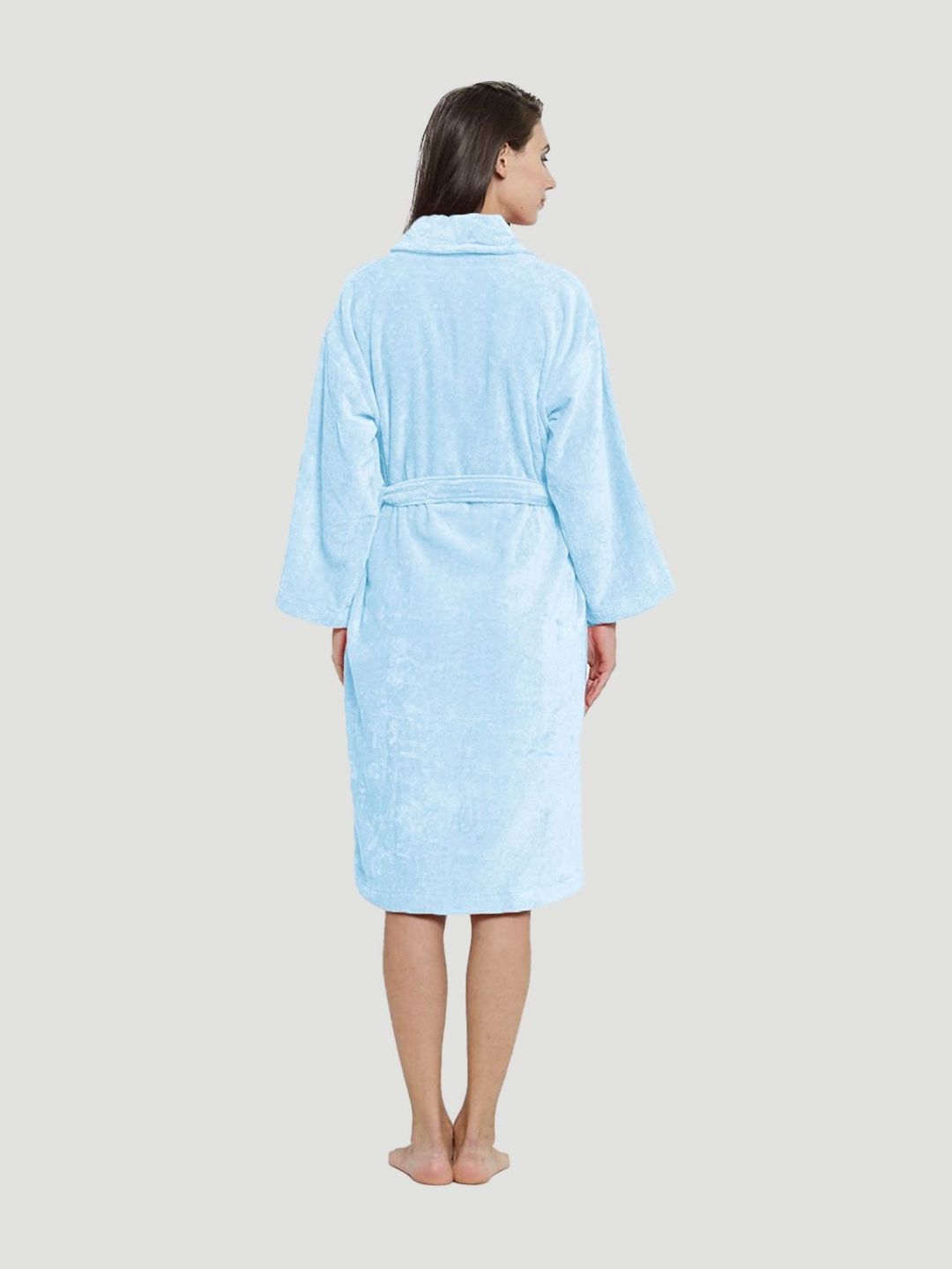 MYTRIDENT Blue Women 350 GSM Pure Cotton Bath Robe