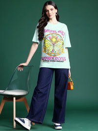 DressBerry Women Printed Drop-Shoulder Sleeves Pure Cotton T-shirt