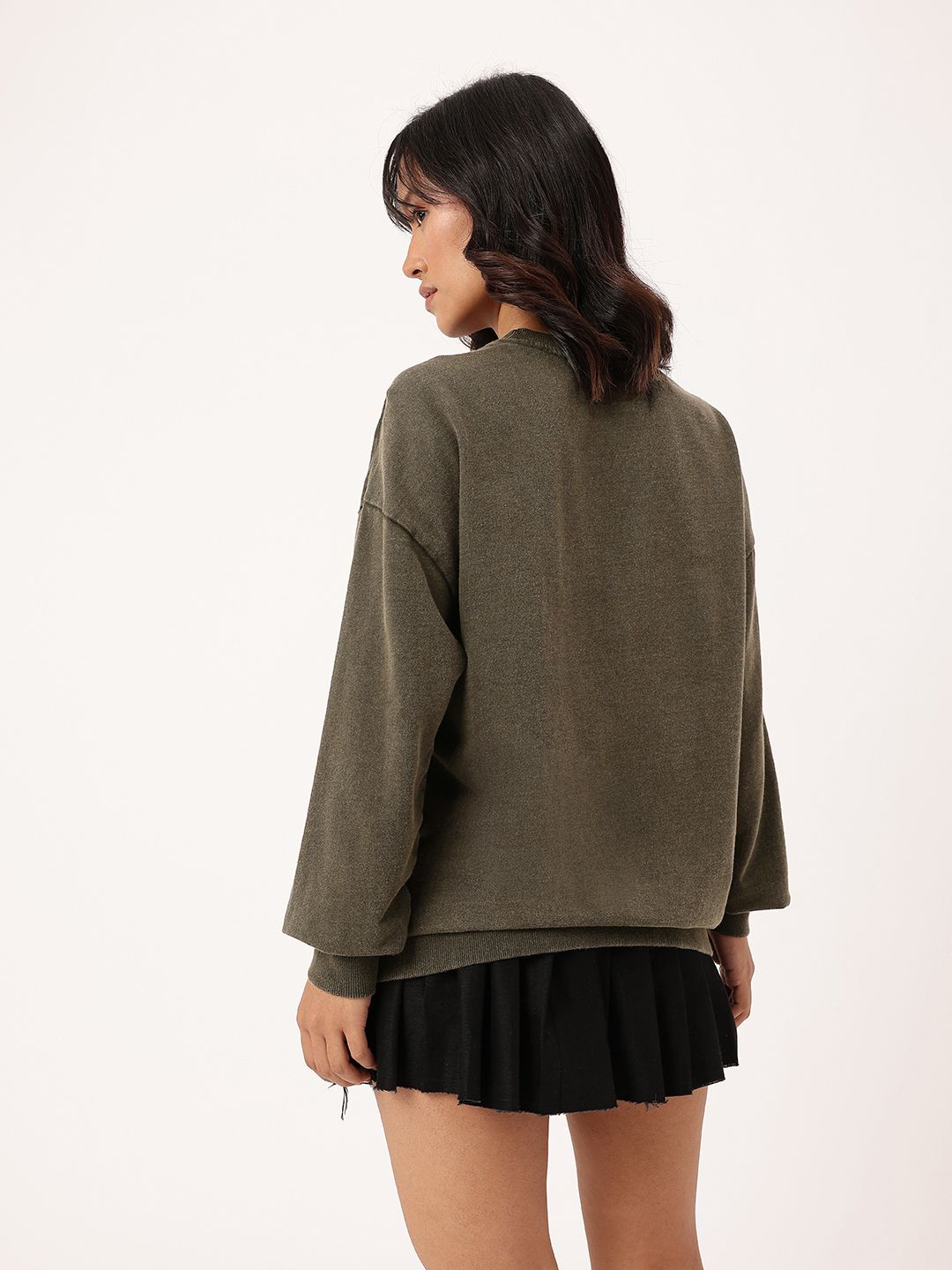 DressBerry Typography Printed Cotton Terry Oversized Sweatshirt